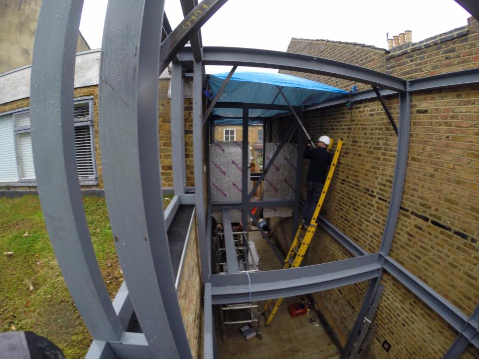 Slot House Steelwork for Peckham. Sandy Rendell Architects